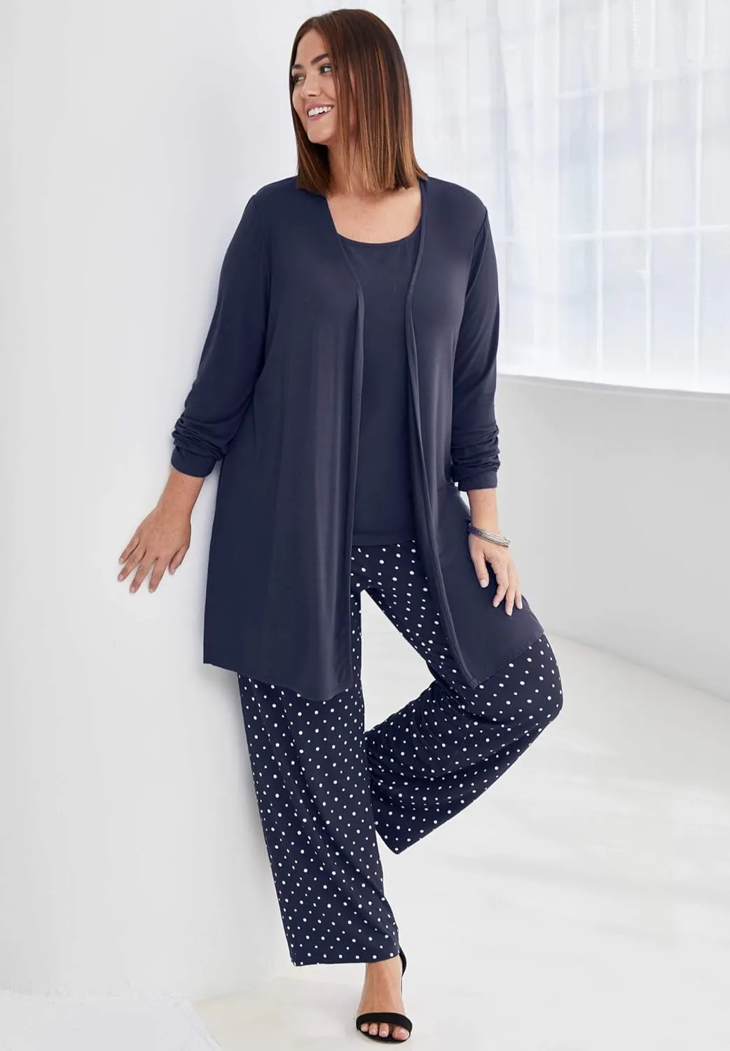 Jessica London Women's Plus Size Everyday Stretch Knit Open Front Cardigan