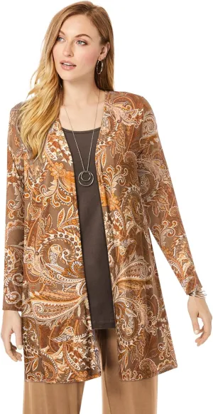 Jessica London Women's Plus Size Everyday Stretch Knit Open Front Cardigan