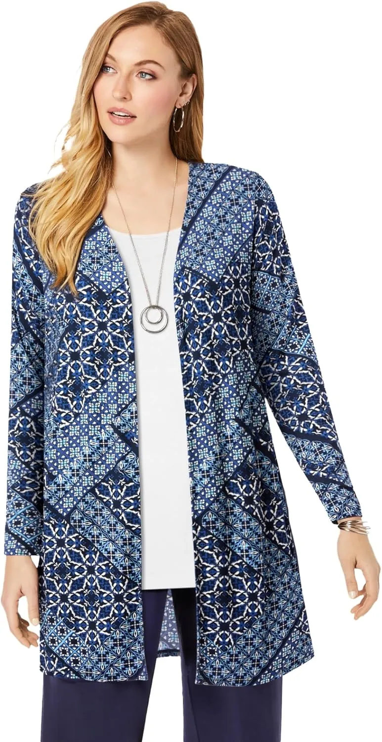 Jessica London Women's Plus Size Everyday Stretch Knit Open Front Cardigan