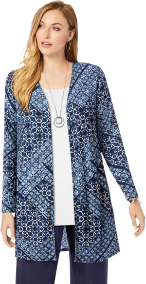 Jessica London Women's Plus Size Everyday Stretch Knit Open Front Cardigan