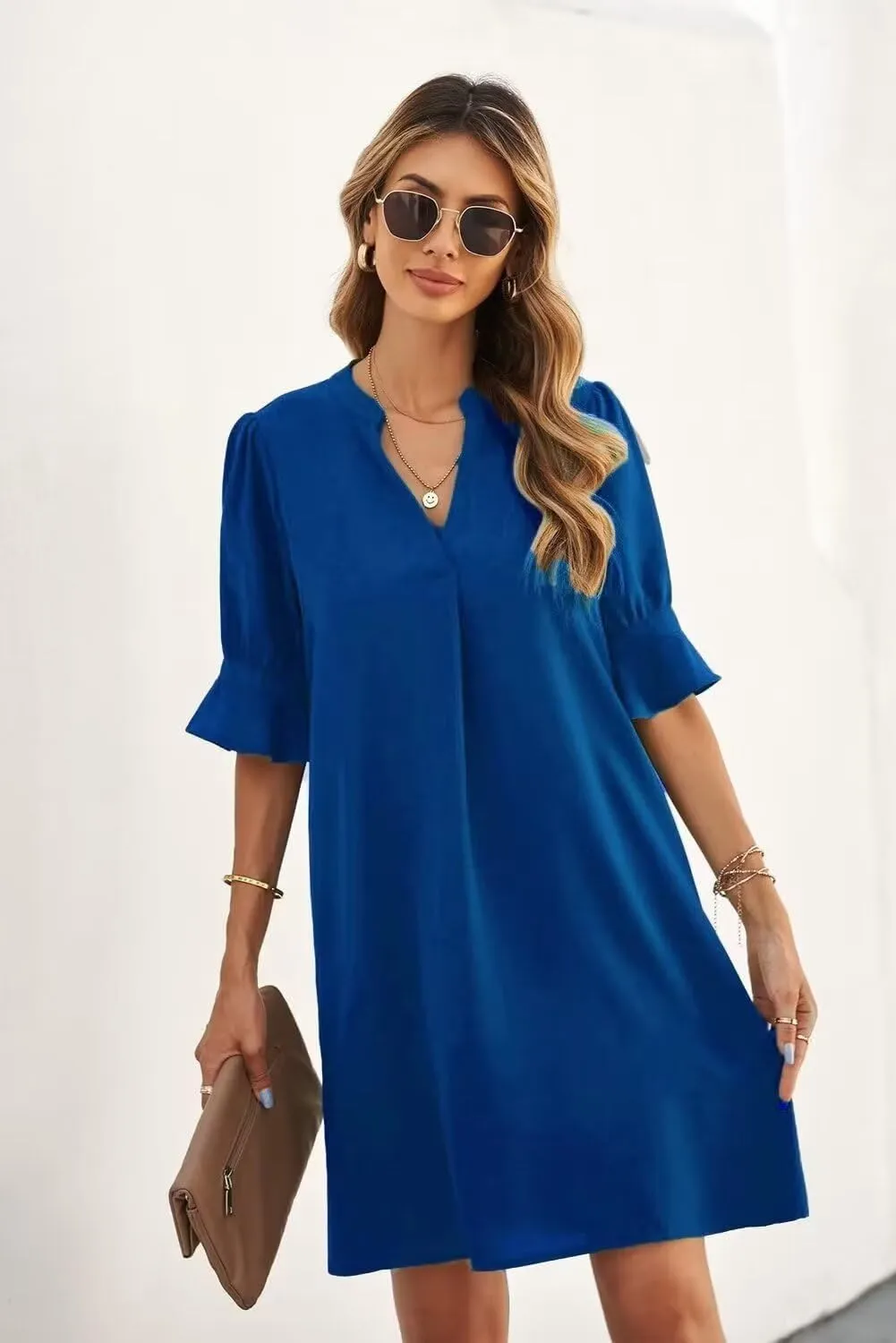 JOCAFIYE Womens Casual Dresses Short Sleeve V-Neck Dress Shift Dress Summer Dresses for Women 2025