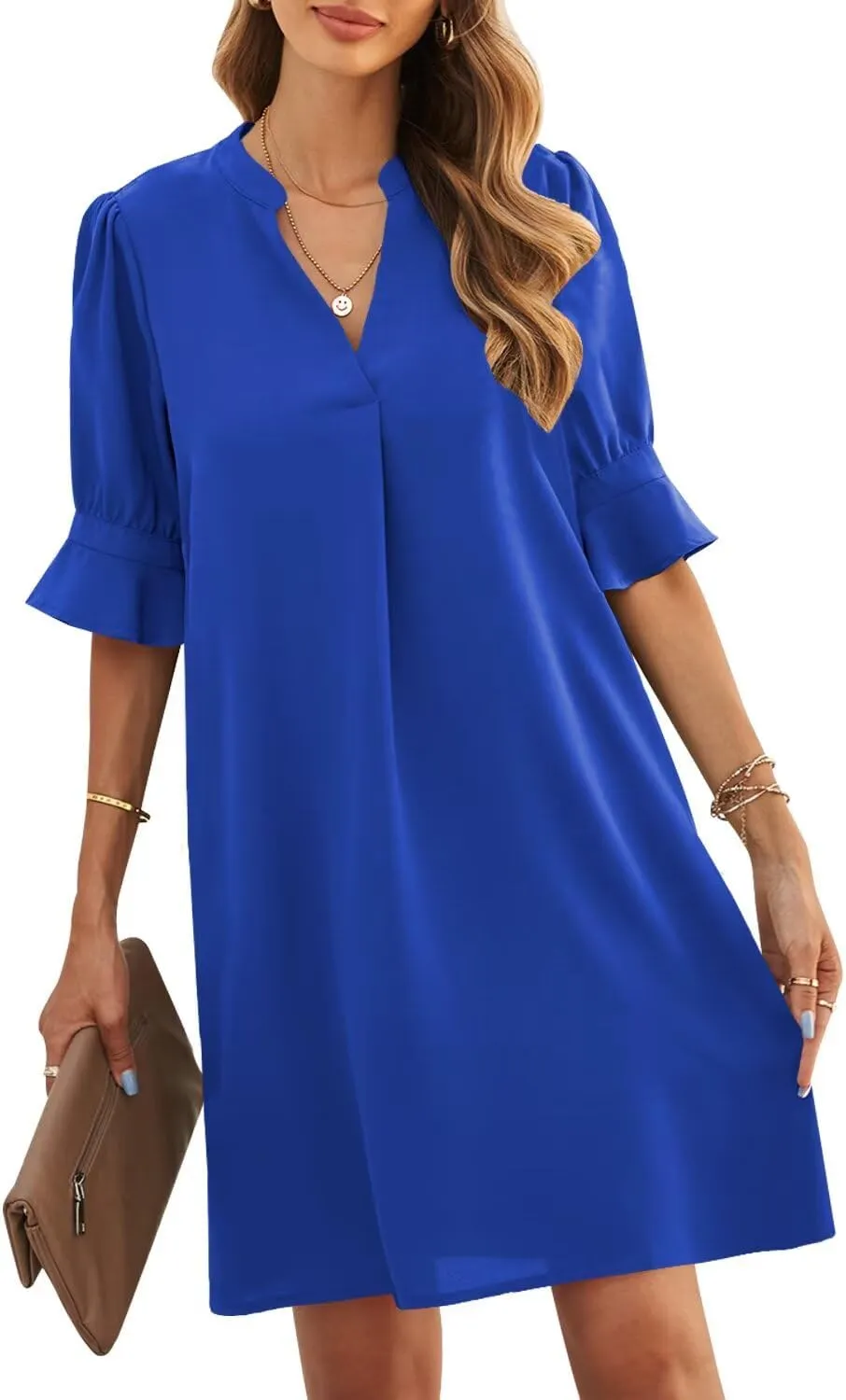 JOCAFIYE Womens Casual Dresses Short Sleeve V-Neck Dress Shift Dress Summer Dresses for Women 2025