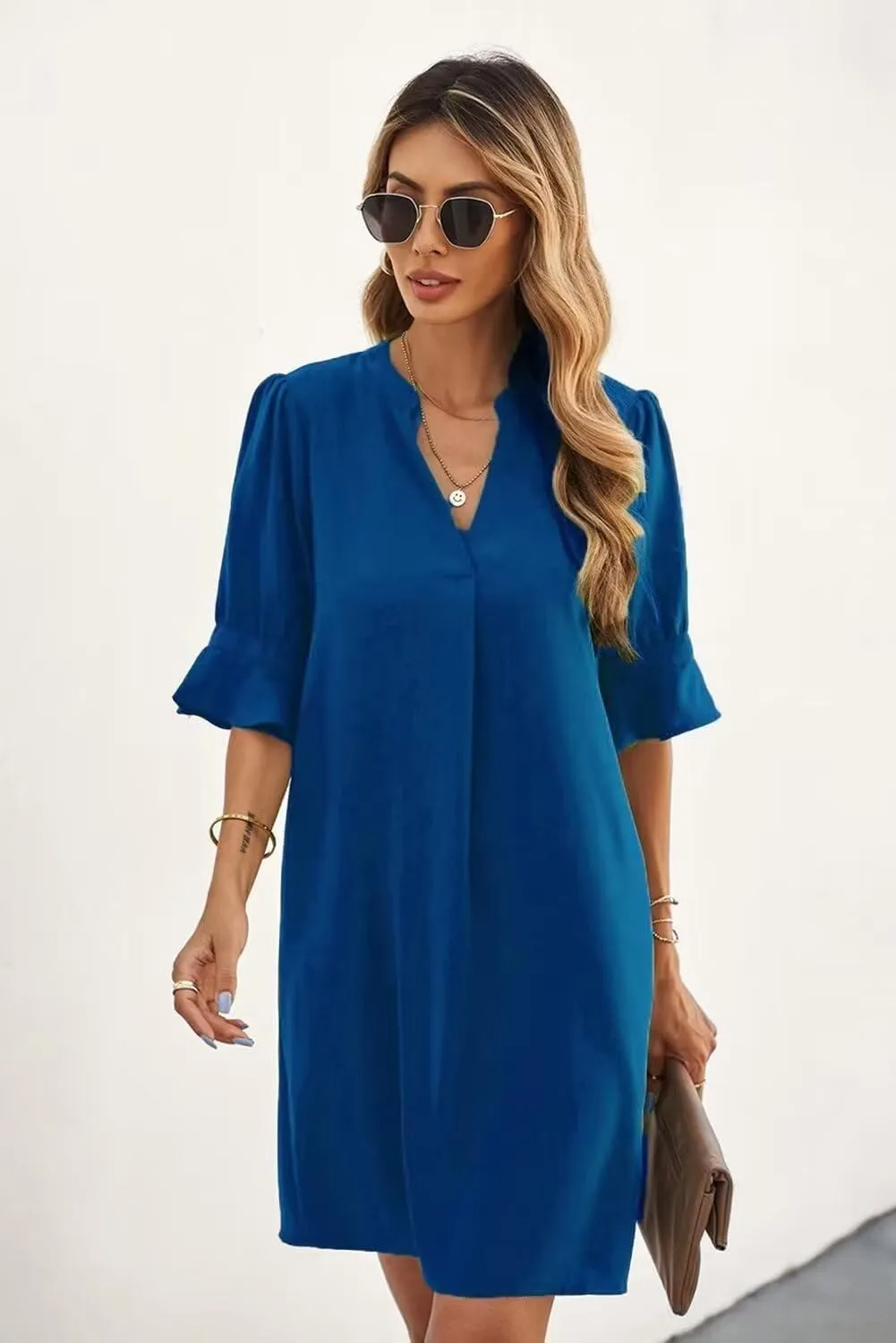 JOCAFIYE Womens Casual Dresses Short Sleeve V-Neck Dress Shift Dress Summer Dresses for Women 2025