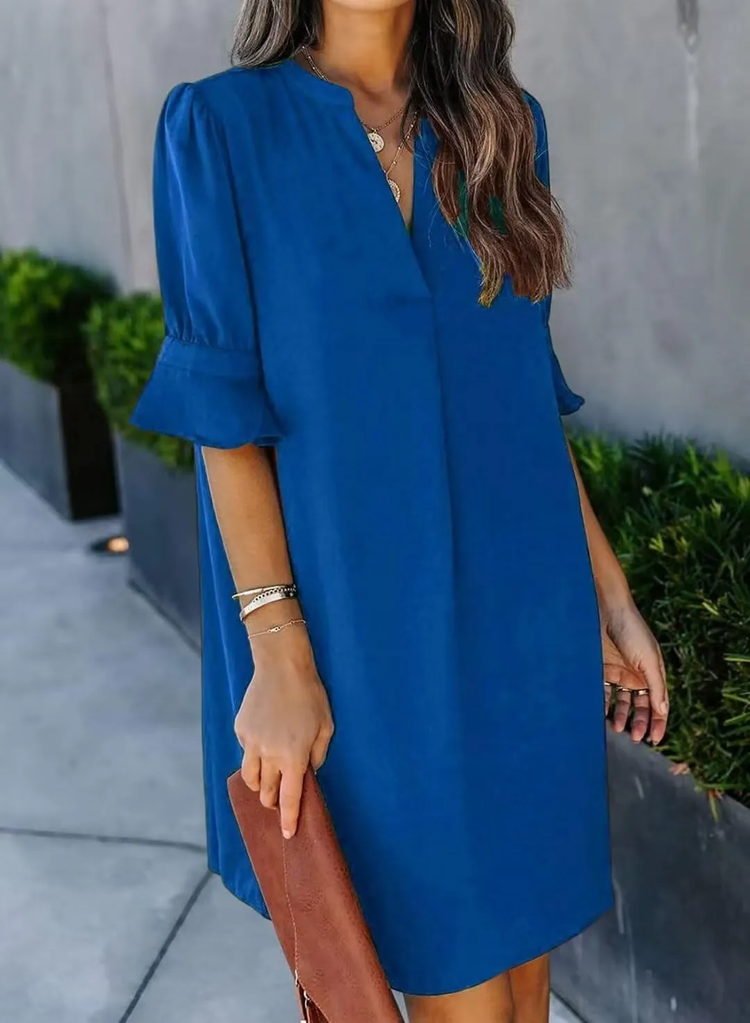 JOCAFIYE Womens Casual Dresses Short Sleeve V-Neck Dress Shift Dress Summer Dresses for Women 2025