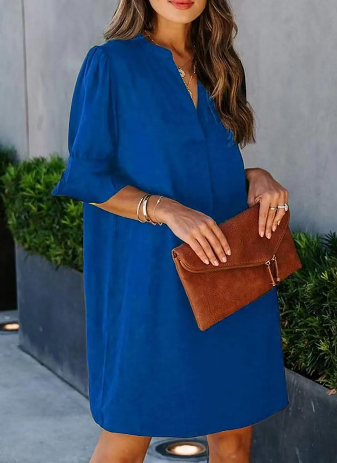 JOCAFIYE Womens Casual Dresses Short Sleeve V-Neck Dress Shift Dress Summer Dresses for Women 2025