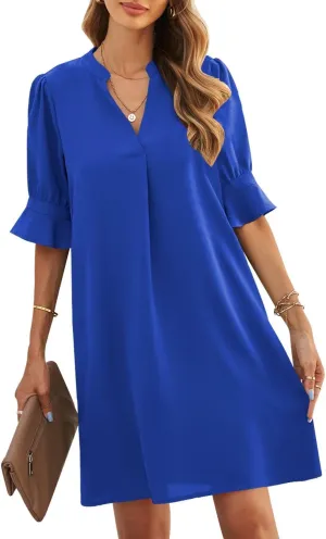 JOCAFIYE Womens Casual Dresses Short Sleeve V-Neck Dress Shift Dress Summer Dresses for Women 2025