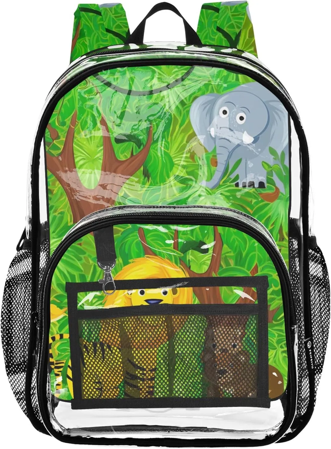 Kids Backpack Boys Girls Cartoon Animals Jungle Clear Backpack for Women Plastic Transparent Bookbag
