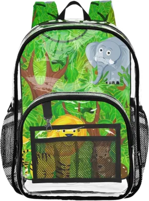 Kids Backpack Boys Girls Cartoon Animals Jungle Clear Backpack for Women Plastic Transparent Bookbag