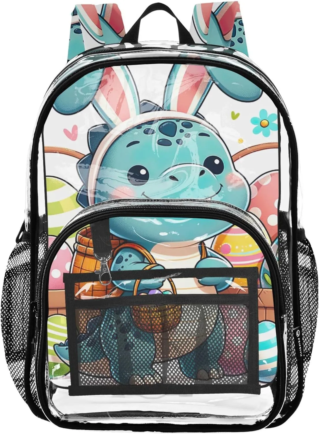 Kids Backpack Boys Girls Funny Dinosaur Rabbit Easter Clear Backpack Women Cute Large Plastic Approved Bag