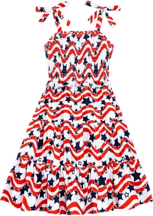 Kids4ever Girls Spaghetti Strap Dress 6-12Y Kids Sleeveless Cami Dresses Summer Beach Smocked Tiered Sundress with Pockets