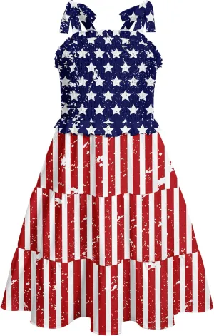 Kids4ever Girls Spaghetti Strap Dress 6-12Y Kids Sleeveless Cami Dresses Summer Beach Smocked Tiered Sundress with Pockets