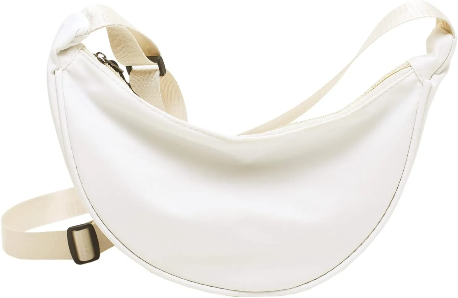 Ladies Simple Solid Colour Nylon Crossbody Bag Dumpling Bag Lightweight Small Satchel Underarm Bag (White, One Size)
