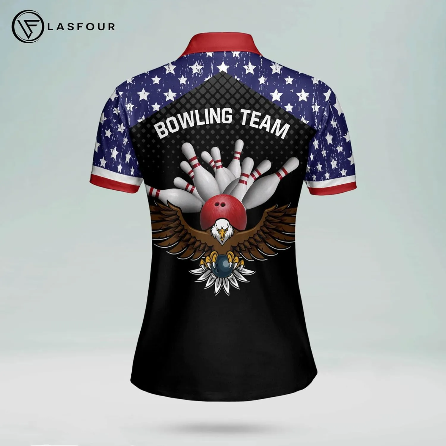 LASFOUR Personalized 3D Funny Bowling Shirts for Women, Custom Bowling Team Shirts for Women, Women Bowling Jerseys