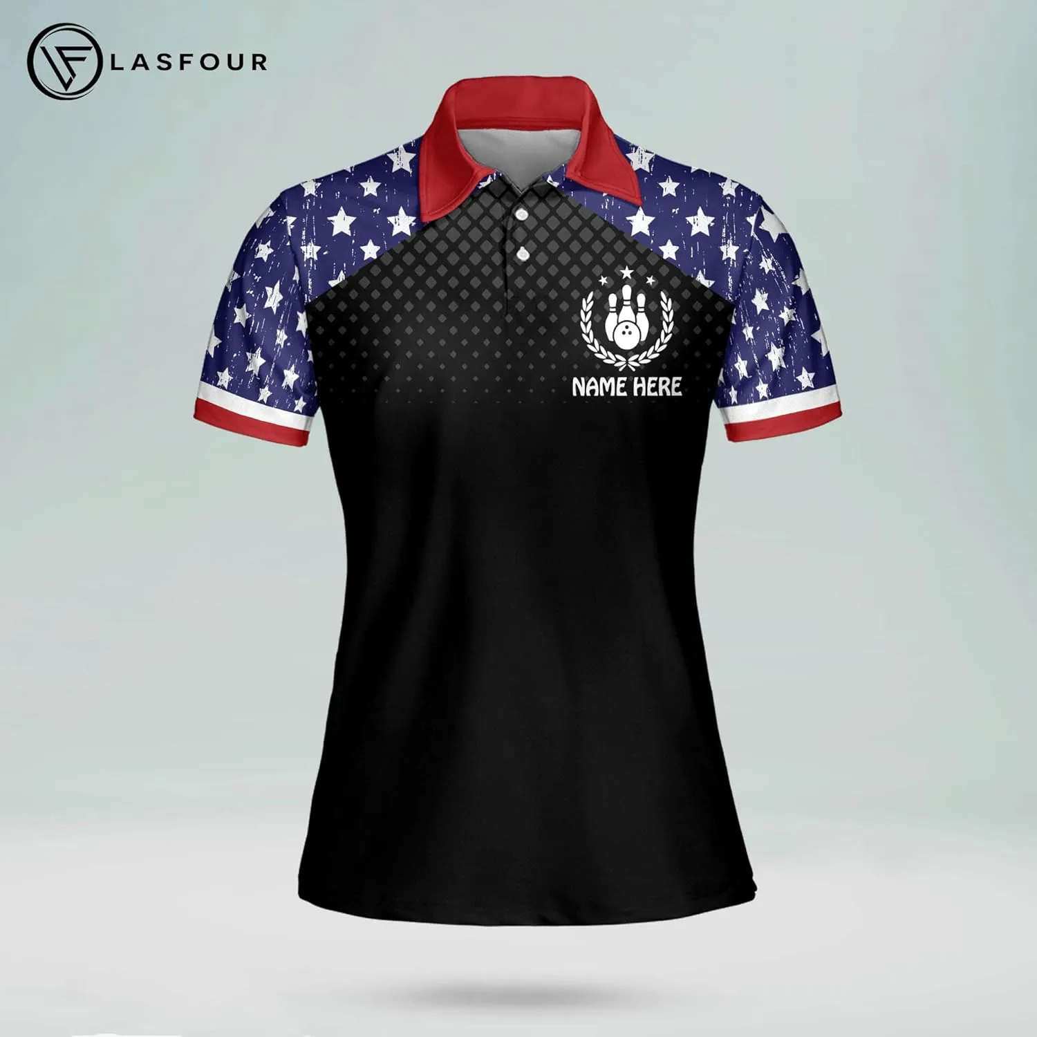 LASFOUR Personalized 3D Funny Bowling Shirts for Women, Custom Bowling Team Shirts for Women, Women Bowling Jerseys