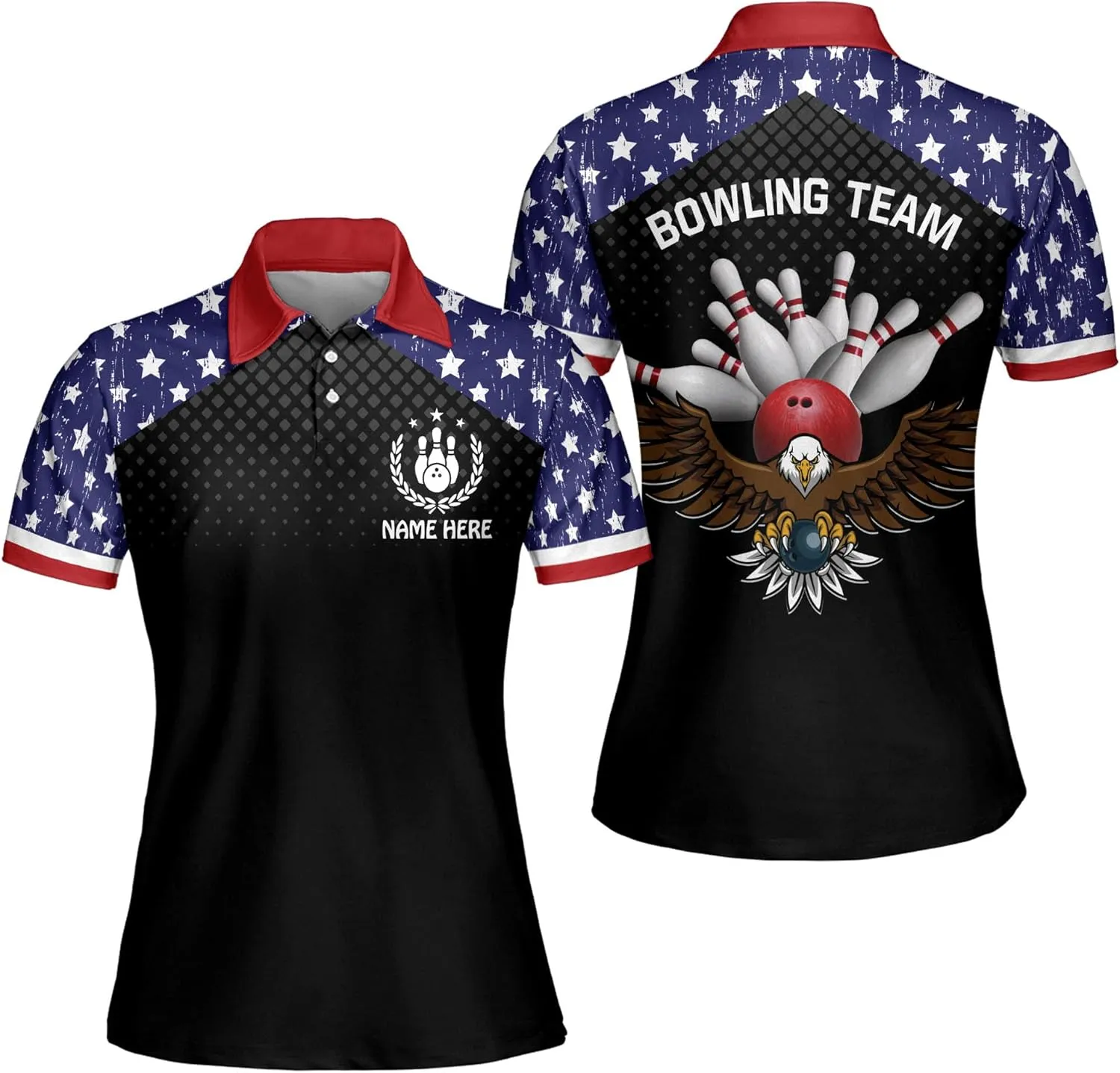 LASFOUR Personalized 3D Funny Bowling Shirts for Women, Custom Bowling Team Shirts for Women, Women Bowling Jerseys