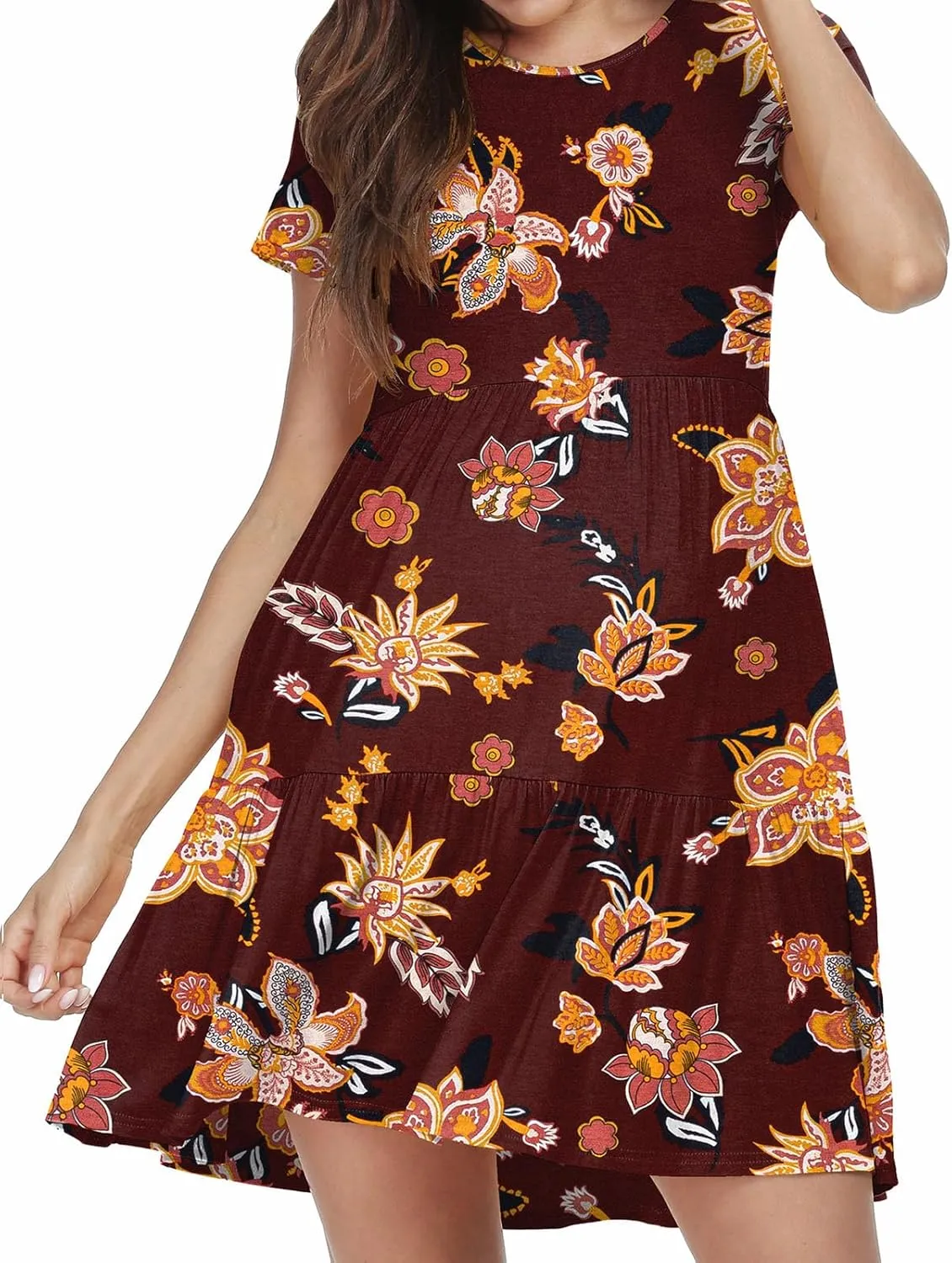levaca Womens Summer Casual Dresses Beach Coverup Loose Short Sleeve T Shirt Dress 2025 Midi Outfit Sundress