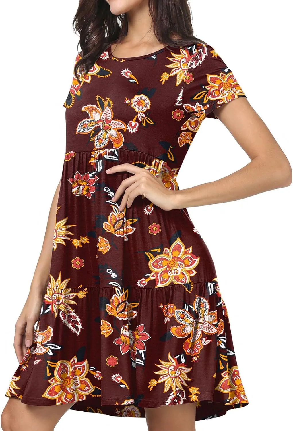 levaca Womens Summer Casual Dresses Beach Coverup Loose Short Sleeve T Shirt Dress 2025 Midi Outfit Sundress