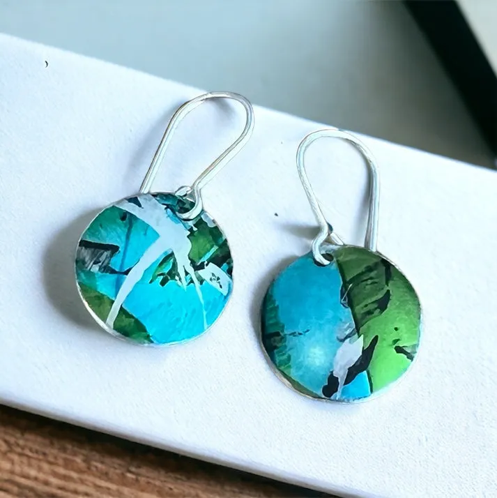 Lime green and sea blue earrings