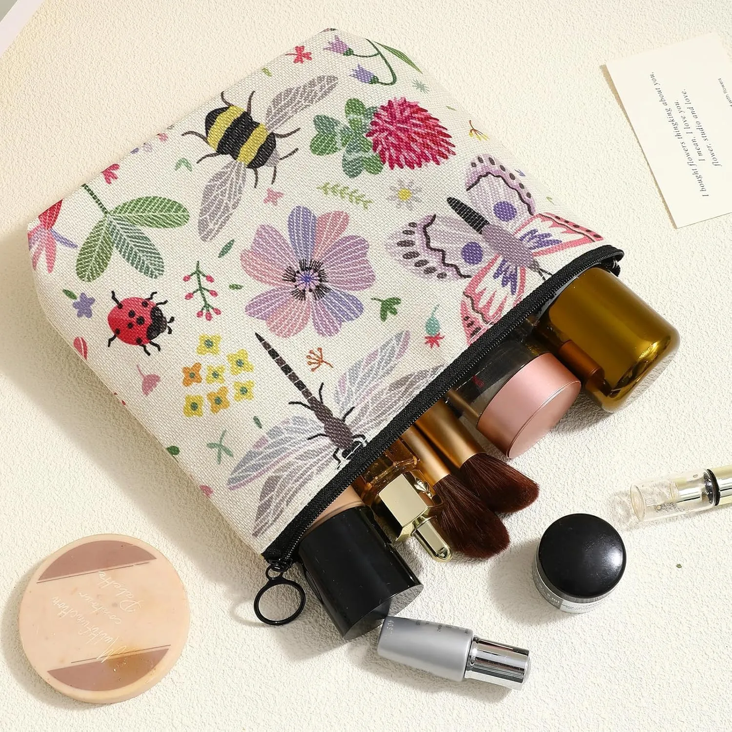 LYDZTION Butterfly Printed Makeup Bag Cosmetic Bag for Women,Large Capacity Portable with Zipper Makeup Bag Storage Bag,Travel Bag Accessory Organizer Bag for Women