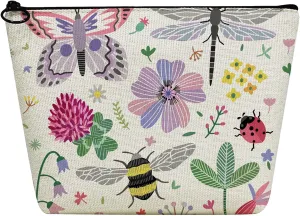 LYDZTION Butterfly Printed Makeup Bag Cosmetic Bag for Women,Large Capacity Portable with Zipper Makeup Bag Storage Bag,Travel Bag Accessory Organizer Bag for Women