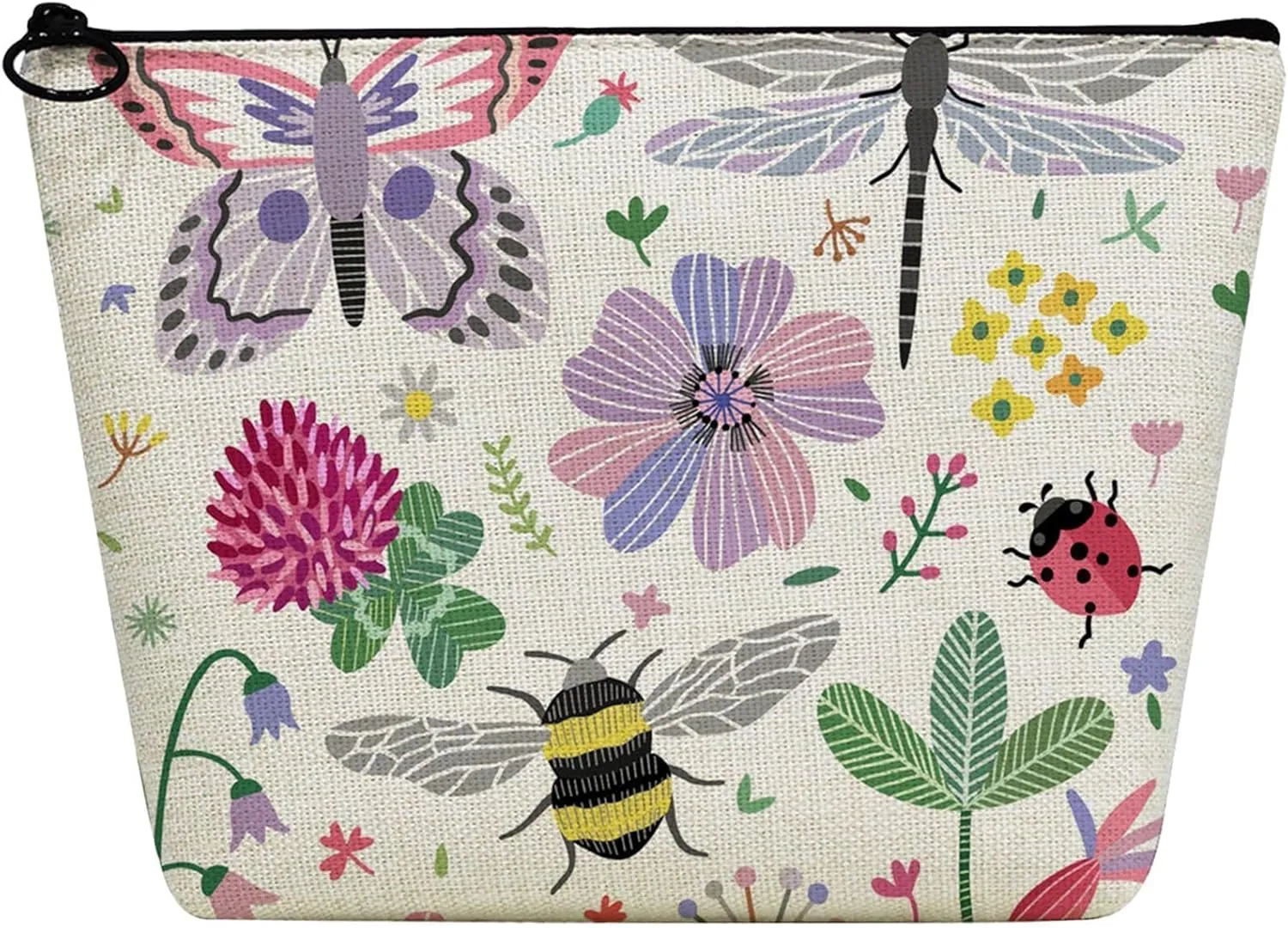 LYDZTION Butterfly Printed Makeup Bag Cosmetic Bag for Women,Large Capacity Portable with Zipper Makeup Bag Storage Bag,Travel Bag Accessory Organizer Bag for Women