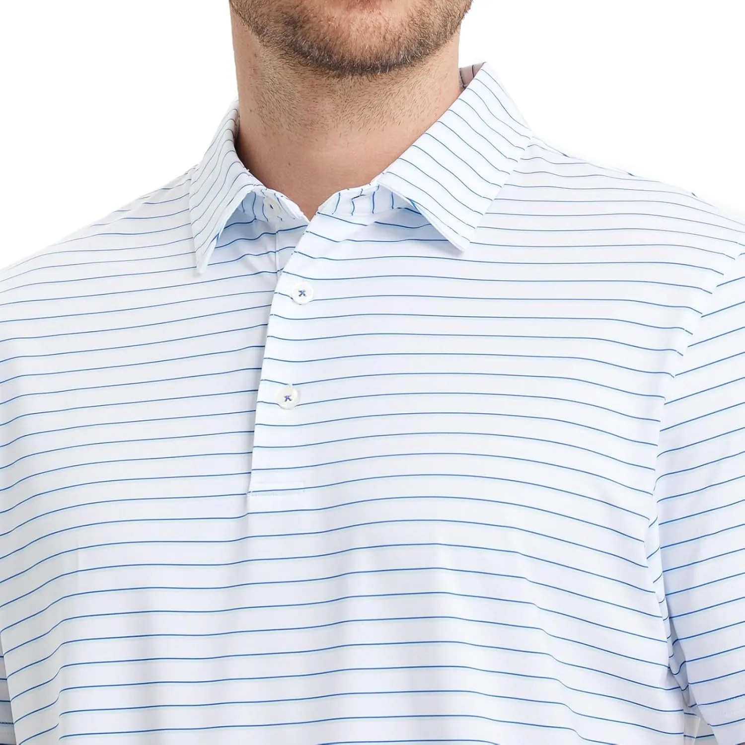 M MAELREG Golf Shirts for Men Moisture Wicking Striped Polo Performance Dry Fit Business Sports Mens Polo Shirts Short Sleeve