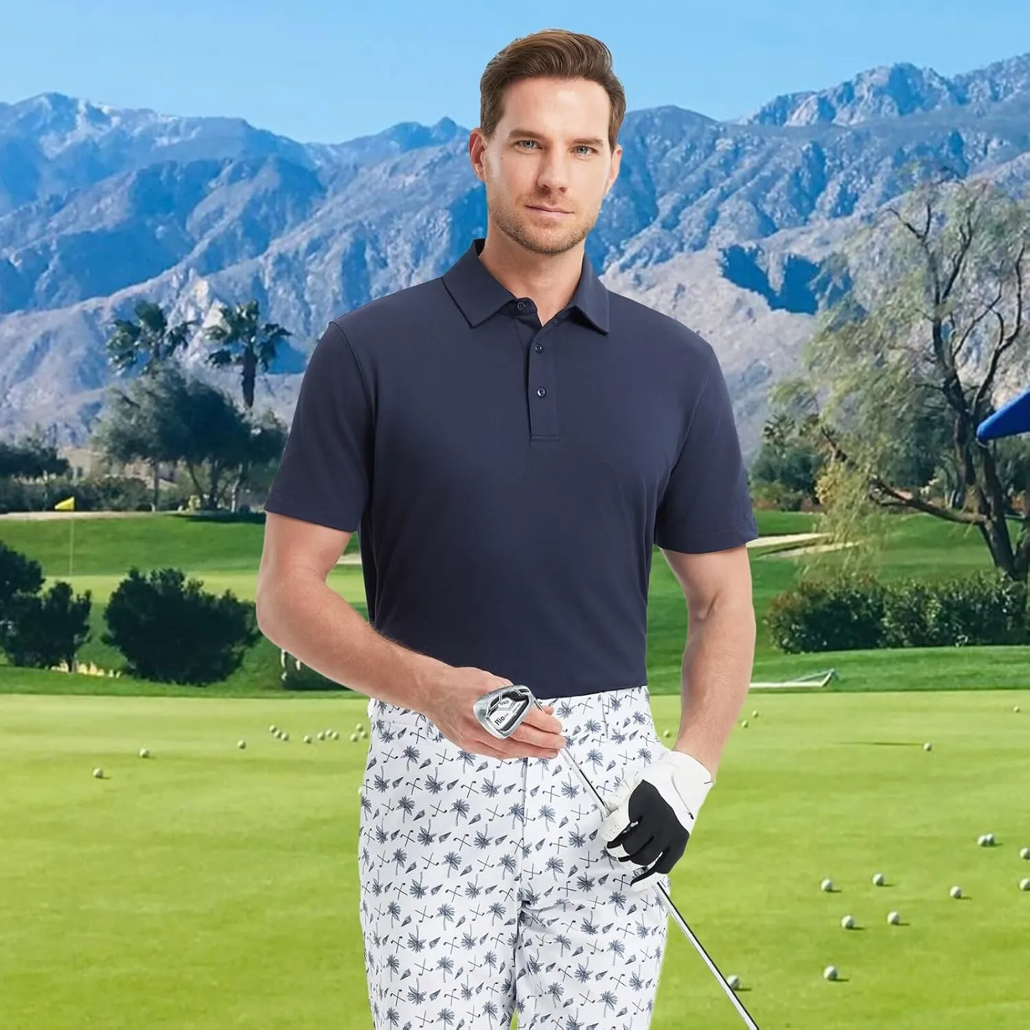 M MAELREG Golf Shirts for Men Pique Solid Performance Moisture Wicking Lightweight Collared Mens Polo Shirts Short Sleeve