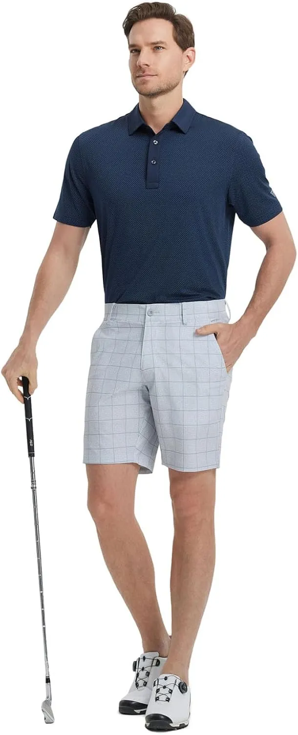 M MAELREG Mens Golf Shirts Moisture Wicking Dry Fit Business Casual Stretch Jacquard Short Sleeve Golf Polo Shirts for Men