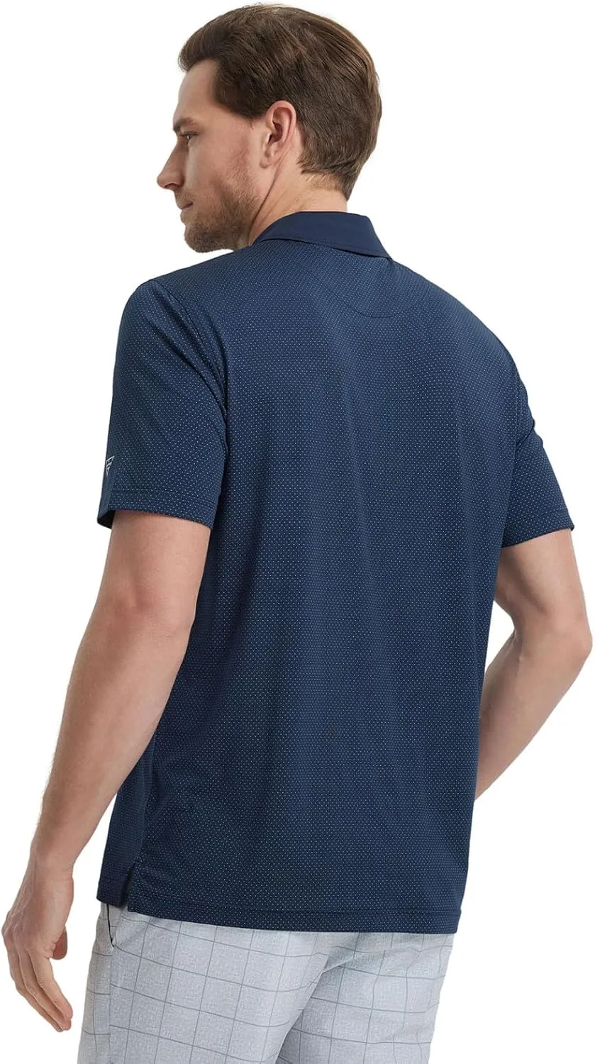 M MAELREG Mens Golf Shirts Moisture Wicking Dry Fit Business Casual Stretch Jacquard Short Sleeve Golf Polo Shirts for Men