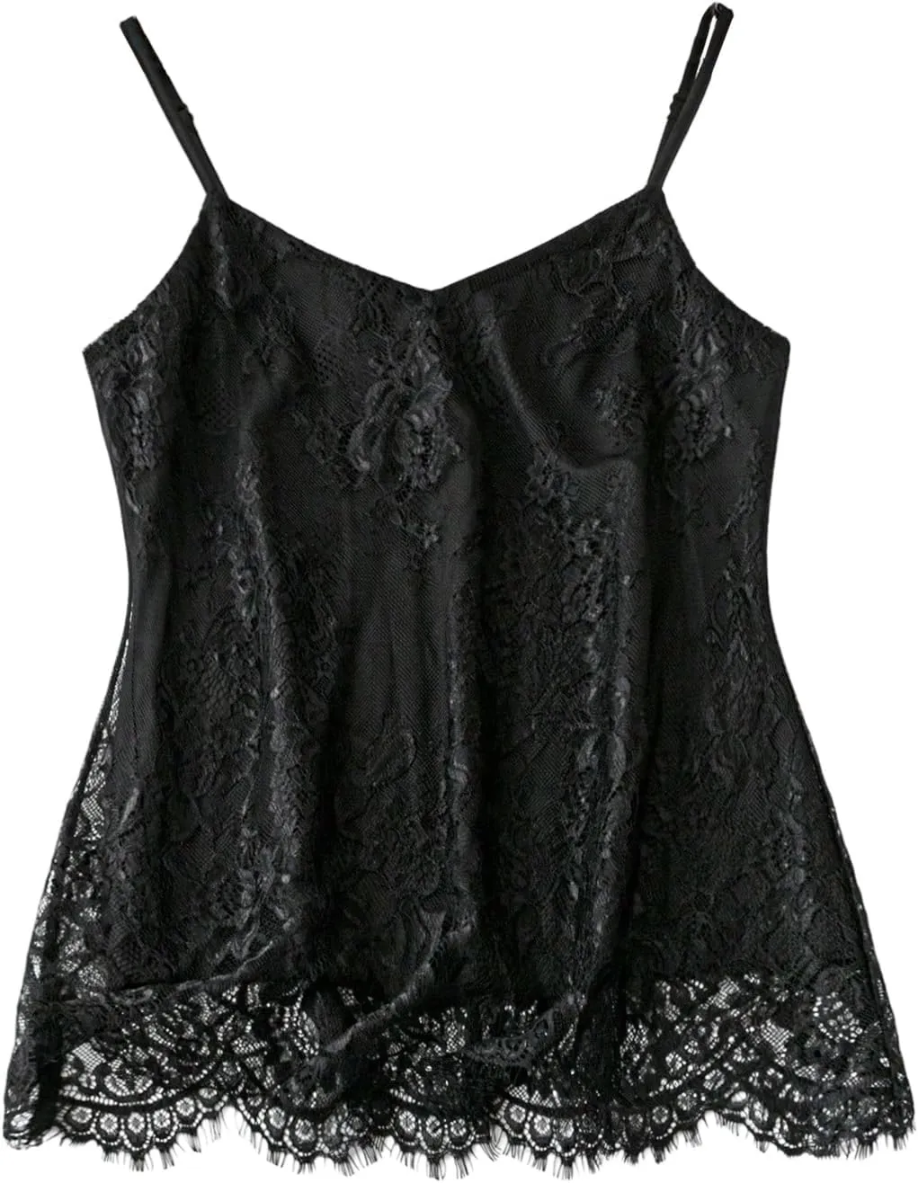 MakeMeChic Women's Floral Lace V Neck Camisole Spaghetti Strap Sleeveless Y2k Tank Tops