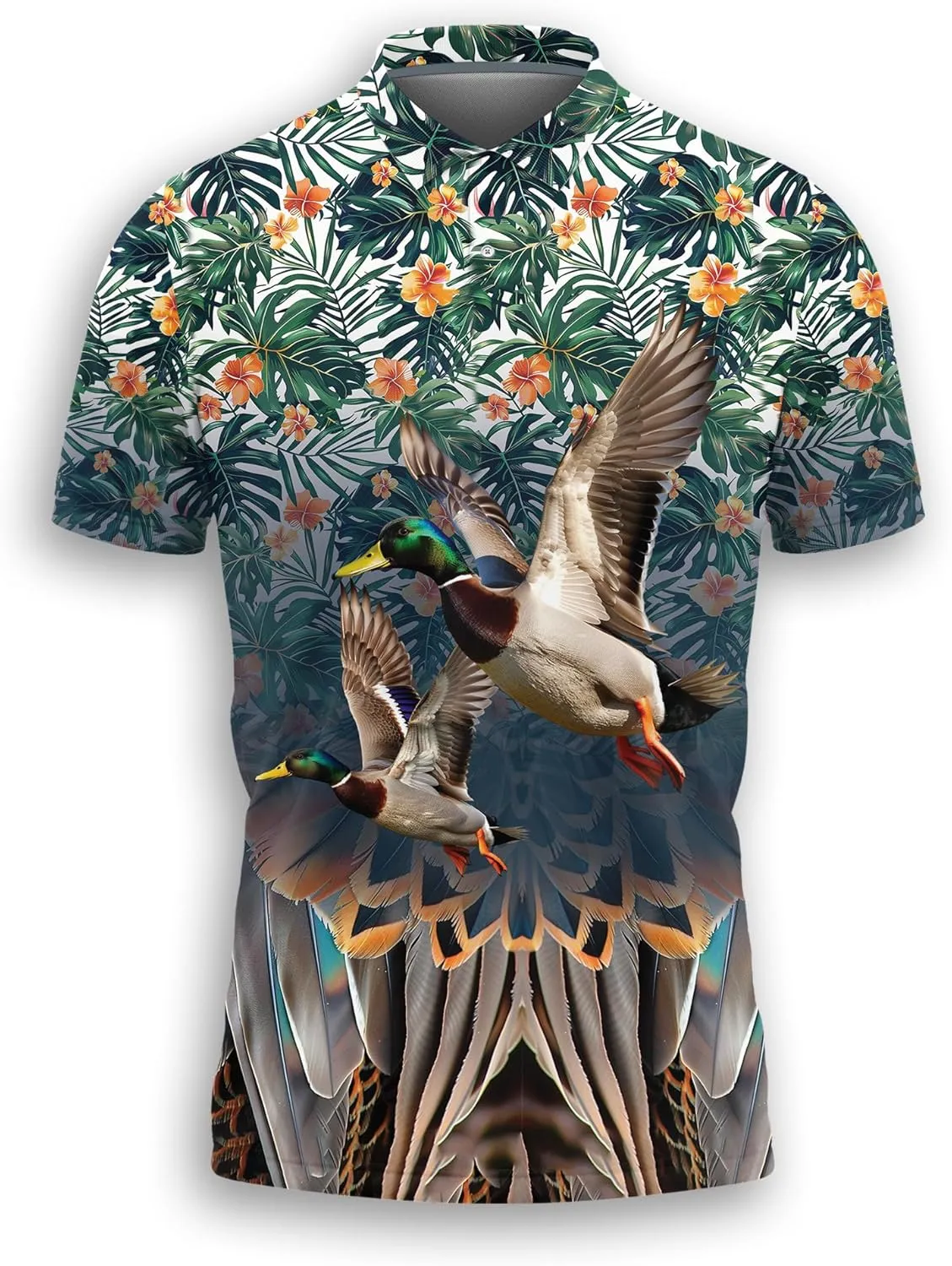 Mallard Duck Polo Shirts for Men- Golf Moisture Wicking Dry Fit Short Sleeve Polo Shirts S20