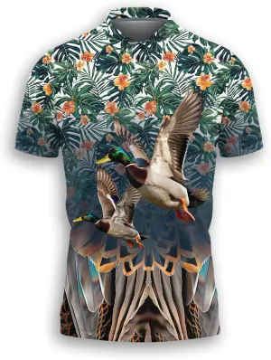 Mallard Duck Polo Shirts for Men- Golf Moisture Wicking Dry Fit Short Sleeve Polo Shirts S20