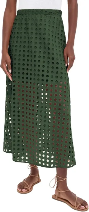 Melliflo Women's Eyelet Hollow Out Maxi Skirts Summer High Waisted Beach Skirt Casual Solid Long Skirt with Underneath 2025