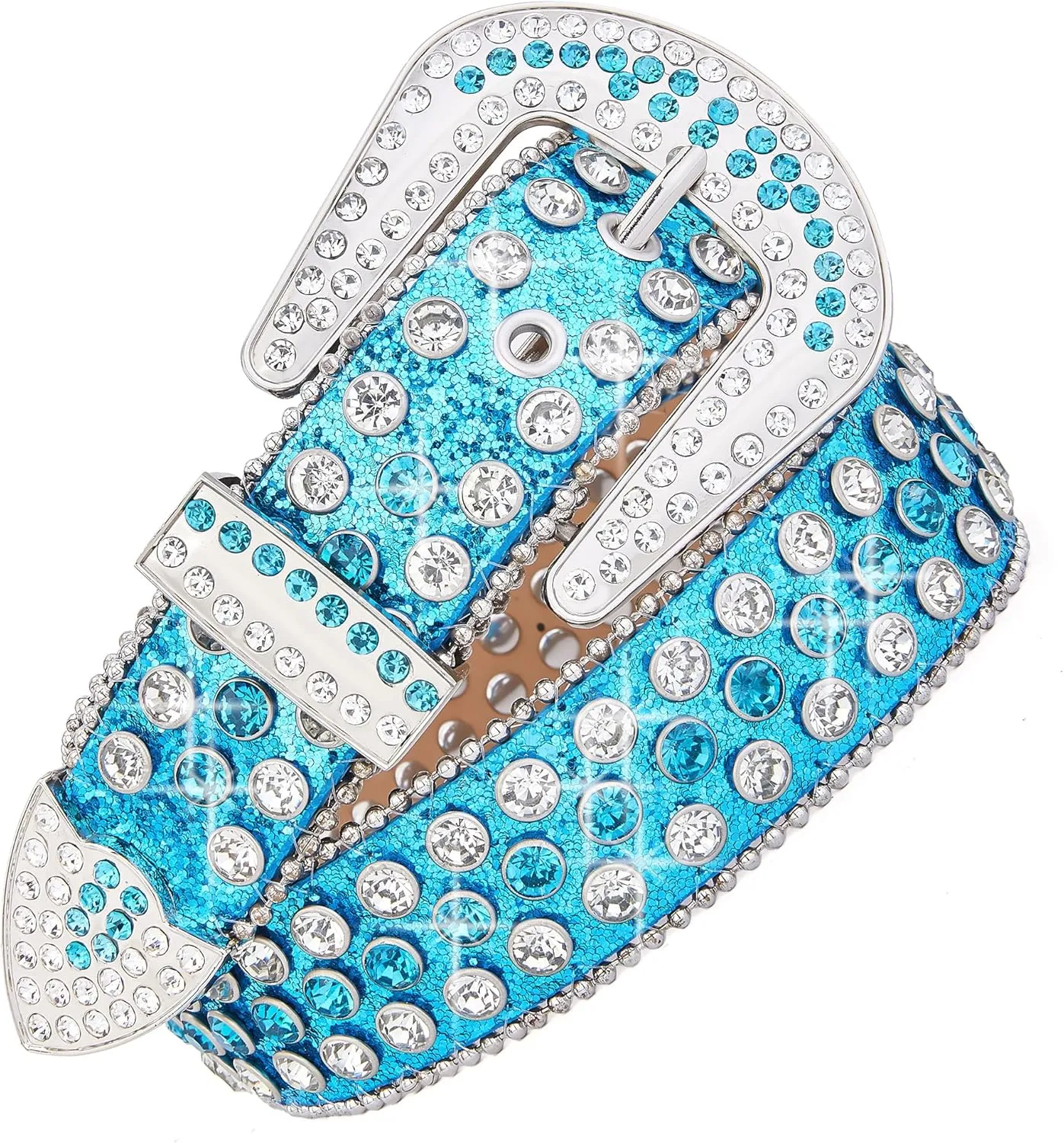 Men Fashion Rhinestone Belt Western Bling Studded Design Leather Diamond Belt for Jeans