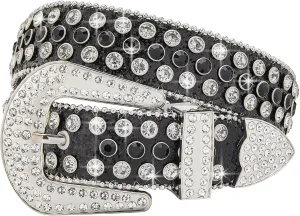 Men Fashion Rhinestone Belt Western Bling Studded Design Leather Diamond Belt for Jeans