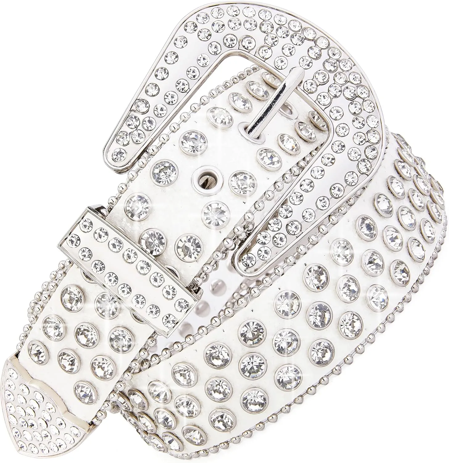 Men Fashion Rhinestone Belt Western Bling Studded Design Leather Diamond Belt for Jeans