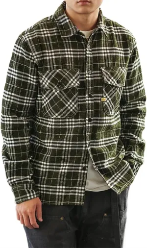 Men' Heavy Cotton Padded Shirt Long Sleeve Plaid Simple Casual Coat American Frock in Autumn