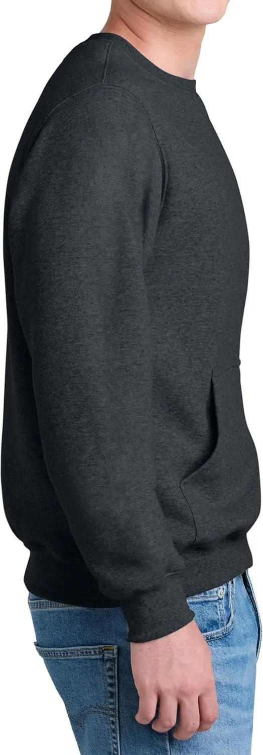 Men's Core Poly Cotton Fleece Pullover Crewneck Kangaroo Pocket Ultra Soft Sweatshirt