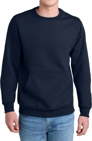 Men's Core Poly Cotton Fleece Pullover Crewneck Kangaroo Pocket Ultra Soft Sweatshirt