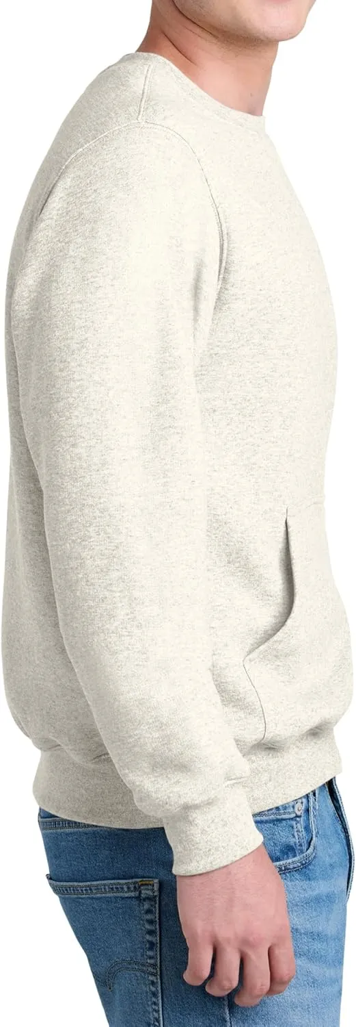 Men's Core Poly Cotton Fleece Pullover Crewneck Kangaroo Pocket Ultra Soft Sweatshirt