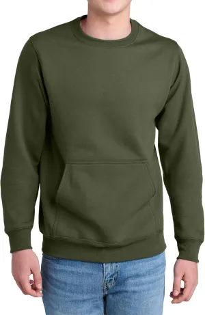 Men's Core Poly Cotton Fleece Pullover Crewneck Kangaroo Pocket Ultra Soft Sweatshirt