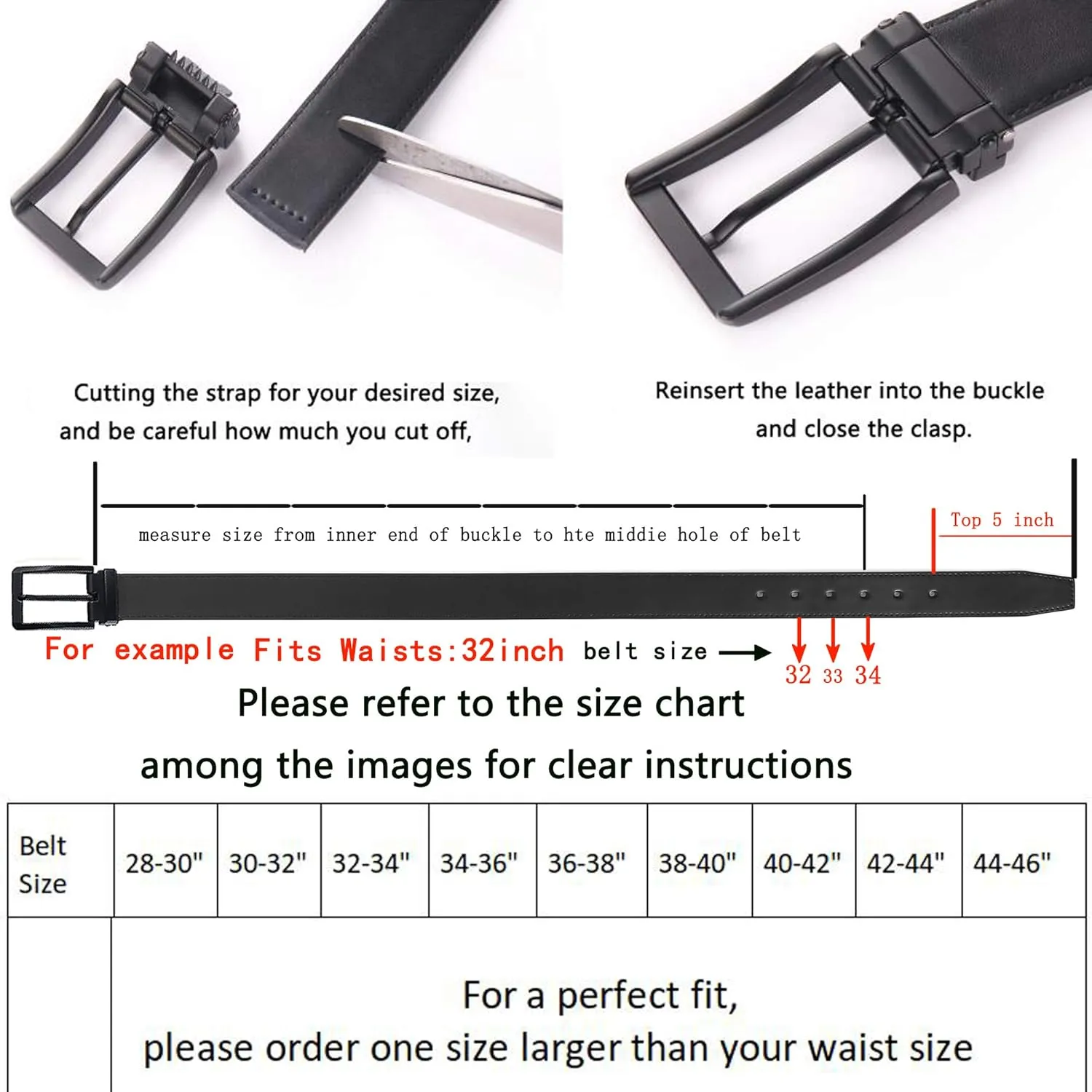 Men's Dress Belt Black Leather Belts for Jeans