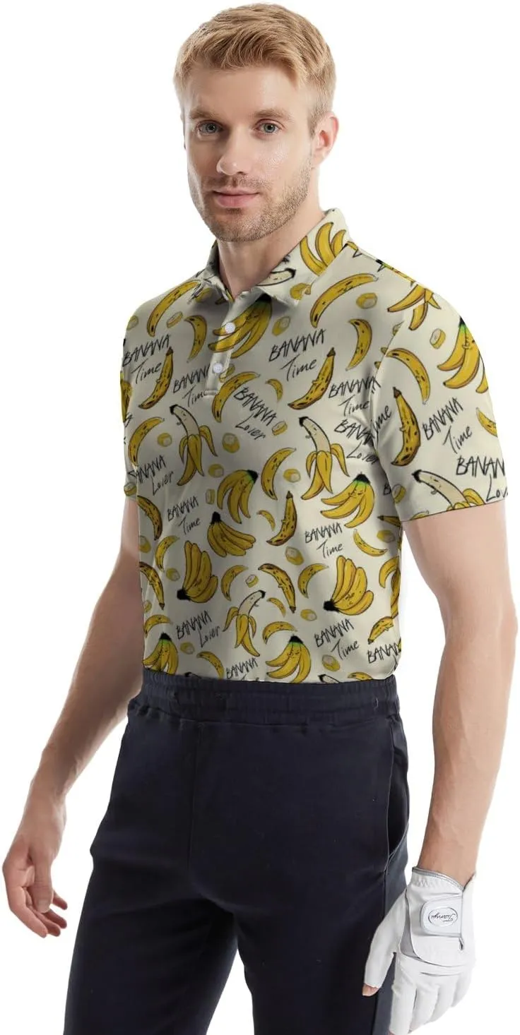 Mens Funny Polo Shirts, Short Sleeve Golf Shirts, Moisture Wicking Quick-Dry Business Casual Shirt for Men