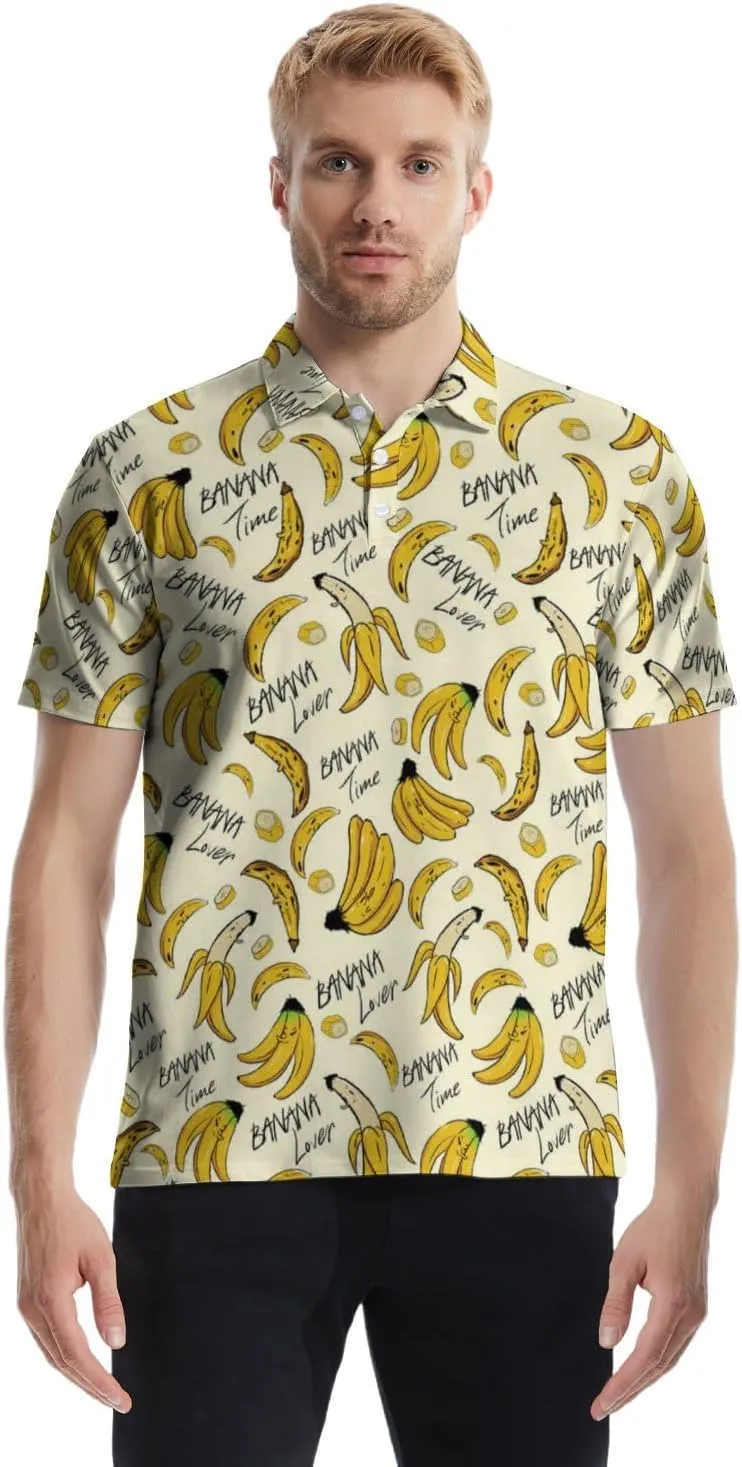 Mens Funny Polo Shirts, Short Sleeve Golf Shirts, Moisture Wicking Quick-Dry Business Casual Shirt for Men