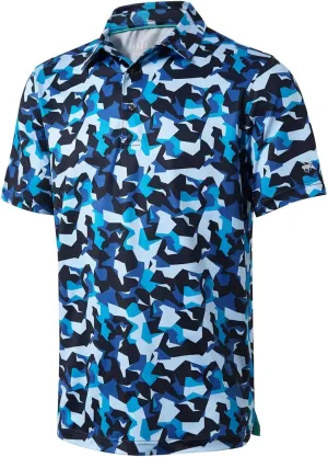 Mens Golf Shirts Short Sleeve Moisture Wicking Dry Fit Print Performance Athletic Casual Golf Polo Shirts for Men