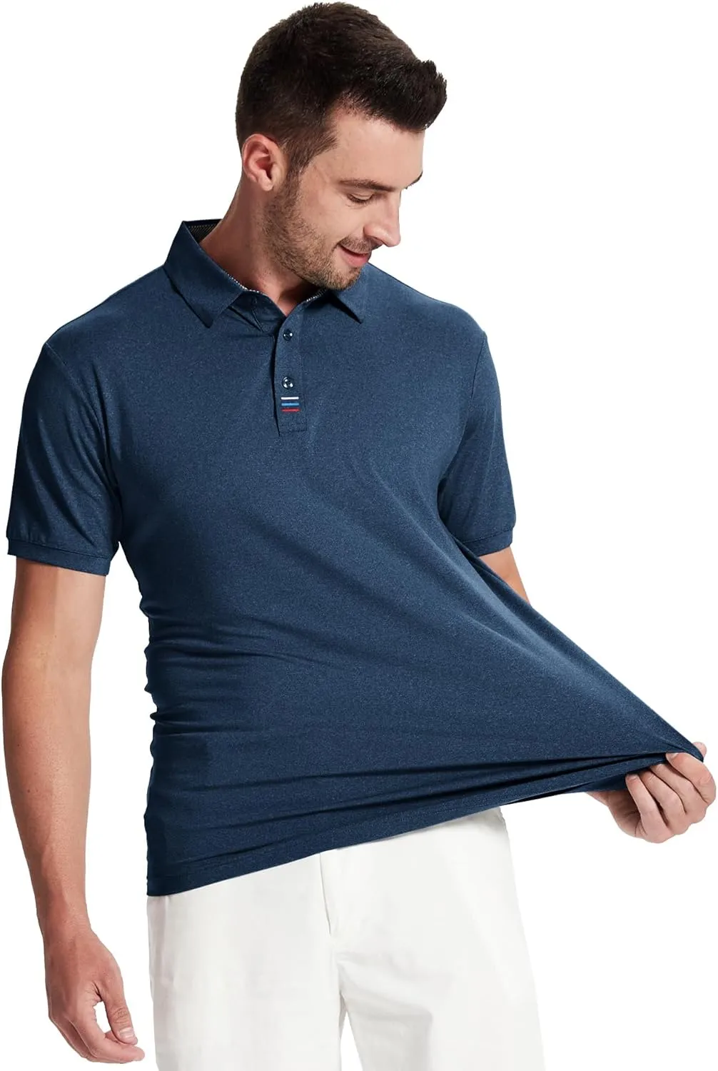 Men's Polo Shirts Short Sleeve Moisture Wicking Performance Golf Shirts Collared Lightweight Casual T-Shirt Athletic