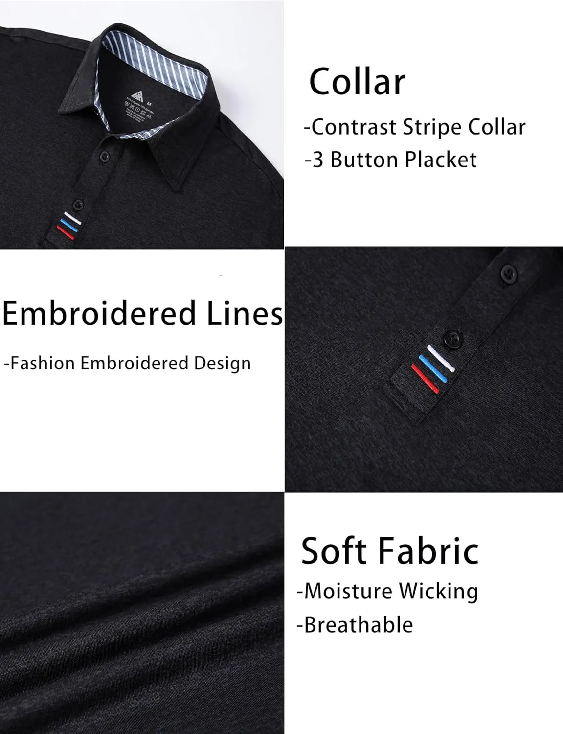 Men's Polo Shirts Short Sleeve Moisture Wicking Performance Golf Shirts Collared Lightweight Casual T-Shirt Athletic