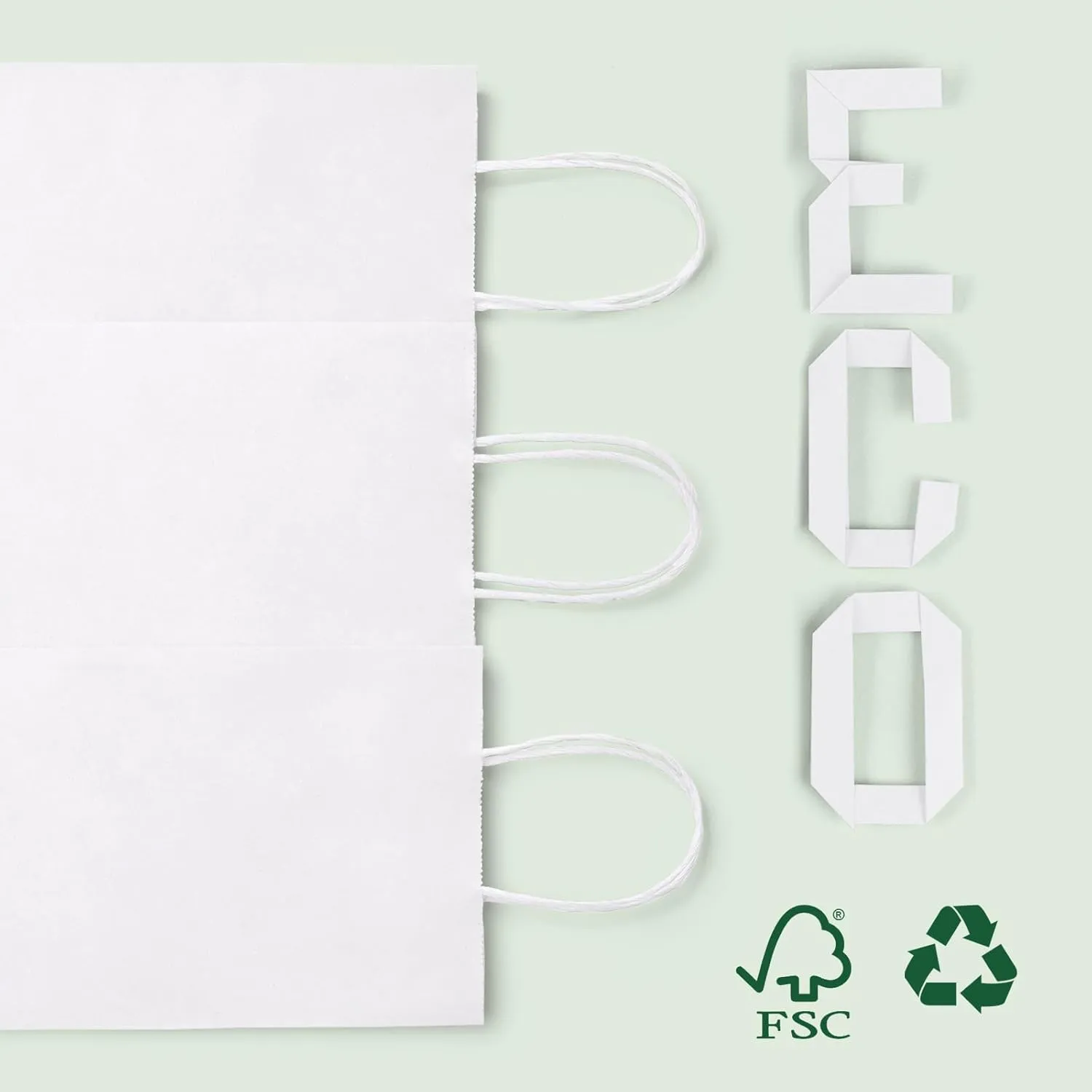 MESHA Gift Paper Bags 20Pcs 5.25x3.75x8'' White Small Shopping Kraft Bags Bulk with Handles Reusable for Business,Grocery,Birthday,Wedding,Kids Party,Favors