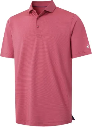 MICHEL ROUEN Golf Shirts for Men Short Sleeve Lightweight Quick Dry Pin Striped Casual Collared Polo Shirts