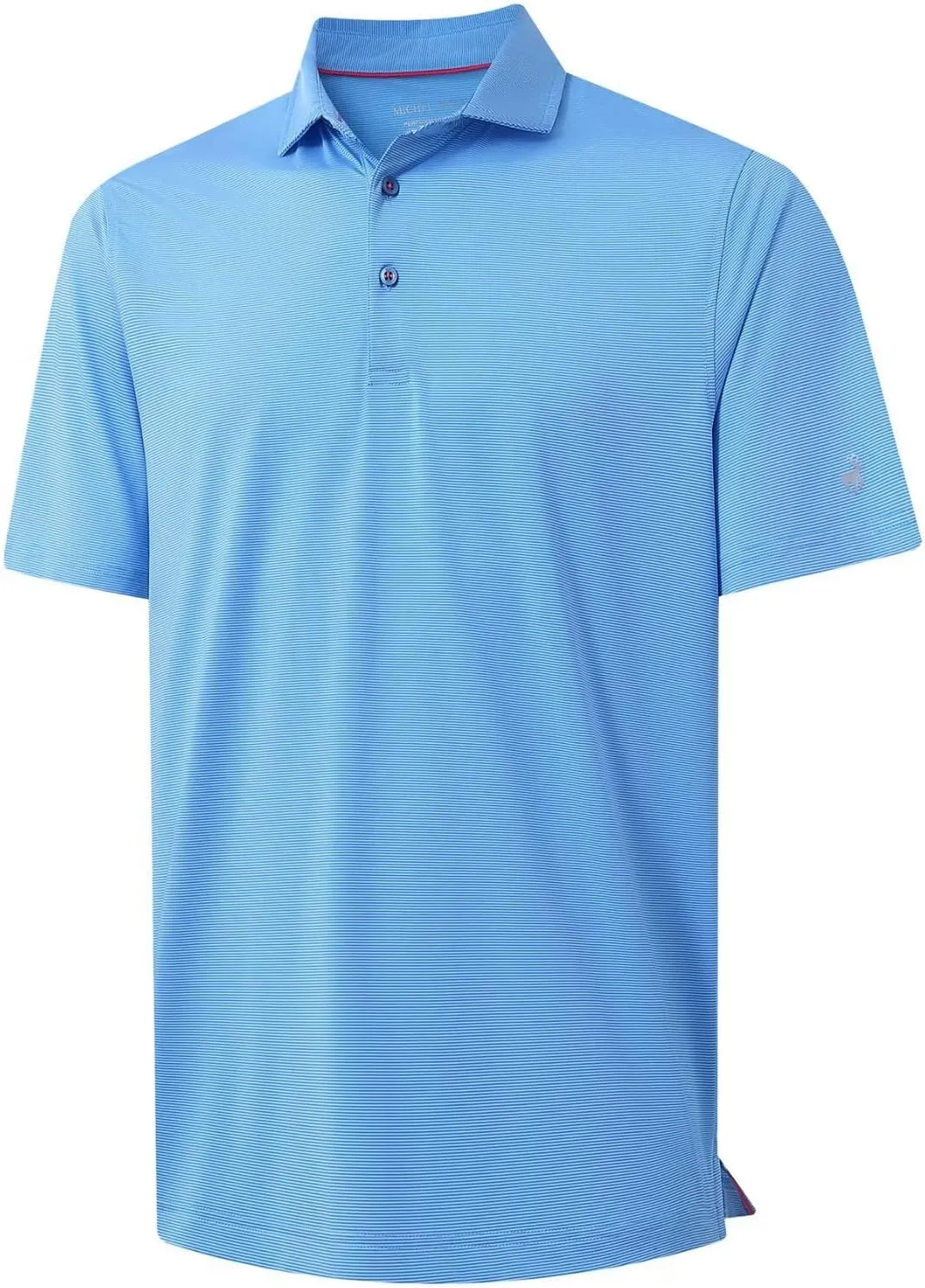 MICHEL ROUEN Golf Shirts for Men Short Sleeve Lightweight Quick Dry Pin Striped Casual Collared Polo Shirts